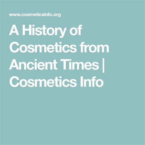 A History of Cosmetics from Ancient Times | Cosmetics Info | History of ...