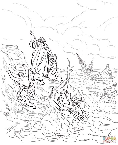 Coloriage - Le naufrage de l'apôtre Paul | Coloriages à imprimer gratuits
