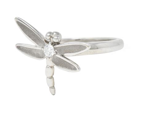 Tiffany & Co. 2000's Diamond White Gold Dragonfly Ring | Wilson's ...