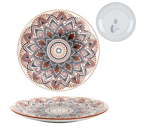 Lot Assiettes De Service Mandala Diam Cm Orange Assiette But