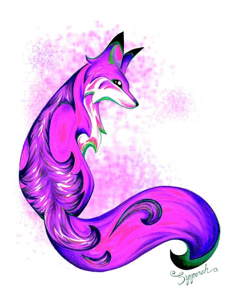 Purple Fantasy Fox Drawing by Sipporah Art and Illustration