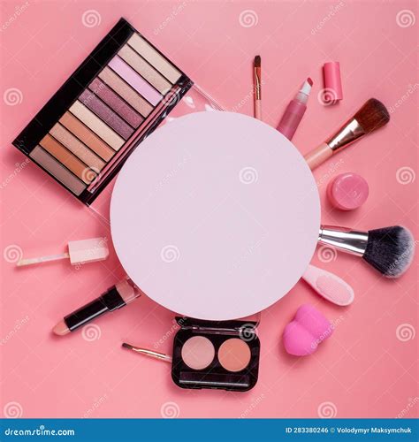 Beauty Background With Facial Cosmetic Products With Empty Copy Space Makeup Skin Care Concept