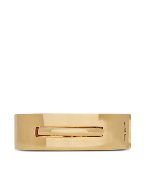 Saint Laurent Logo Engraved Cuff Bracelet Farfetch