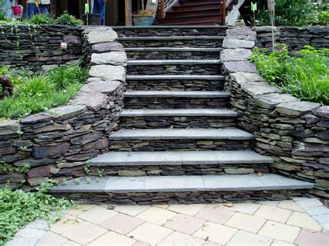 Stacked Stone Steps Backyard Walkway Garden Stairs Front Walkway