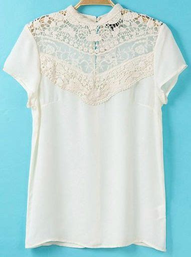 White Contrast Lace Short Sleeve Loose T Shirt US 20 79 Clothes