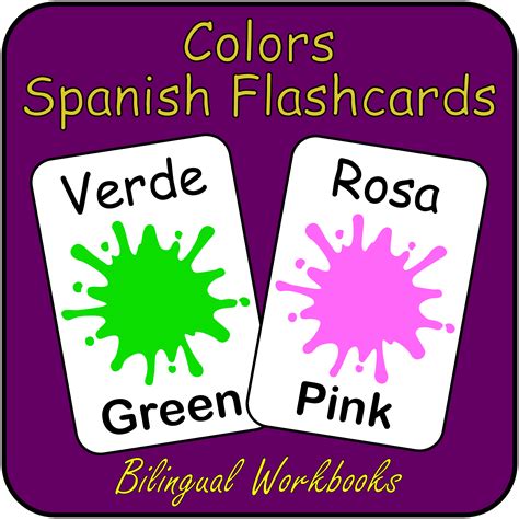 COLORS Spanish Flash Cards Vocabulary Study Flashcards With English