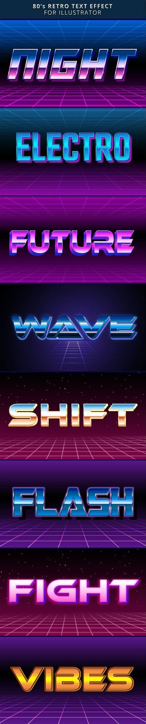 80s Retro Text Effect For Illustrator Retro Text Text Effects 80s Retro