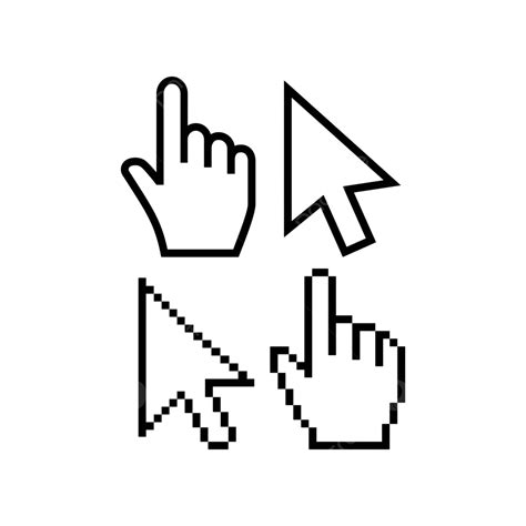 Vector Icons Of Mouse Cursors And Hand Pointer Icons Vector Pixel