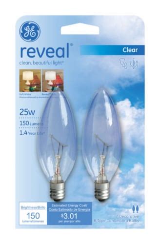 Ge Reveal 25 Watt Candelabra Type B Light Bulbs 2 Pk Harris Teeter