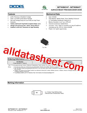 BZT585B39T Datasheet PDF Diodes Incorporated