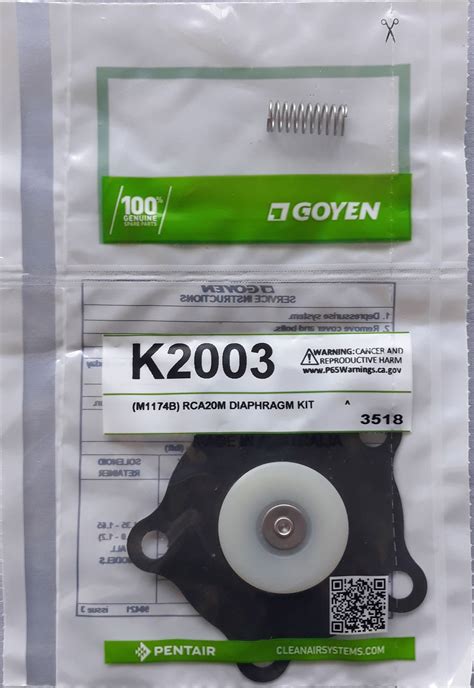 Pentair Goyen K M B Genuine Diaphragm Repair Kit Universal