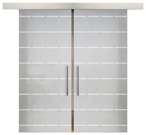 Double Sliding Barn Glass Door With Multi Lines Design Alu100 30x81