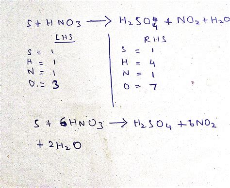 Balance Equation S Hno H So No H O Step By Step Brainly In