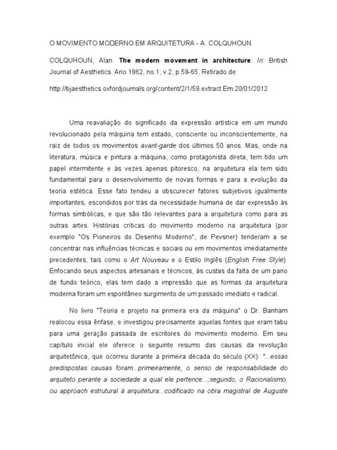 O Movimento Moderno na Arquitetura | PDF | Modernismo | Teoria