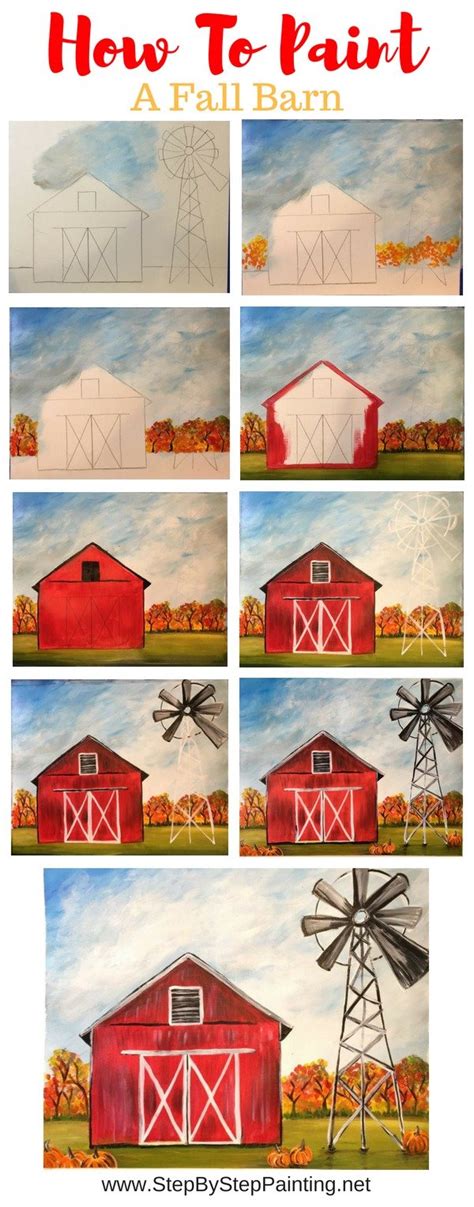 How To Paint A Fall Barn - Step By Step Painting