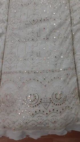 White Georgette Dyeable Embroidered Fabric For Suit At Rs 365 Meter In