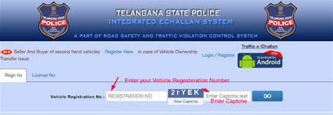 Telangana Traffic E-Challan Status and Pay Online - Telangana e Challan Online