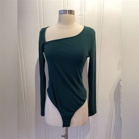 Lush Tops Lush Asymmetrical Emerald Green Bodysuit Poshmark