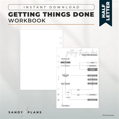 Getting Things Done Workbook HALF LETTER PRINTABLE Planner Insert ...