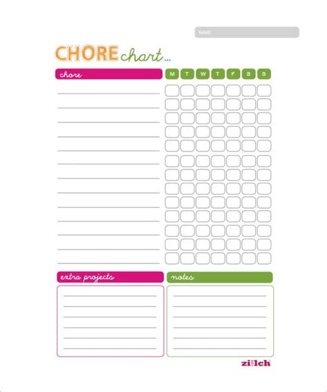 Weekly Chore Chart Template 11 Free Word Excel Pdf Format Download Free And Premium Templates