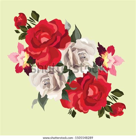 Vector Flower Illustration Bouquet Flowers Rose Stock Vector Royalty