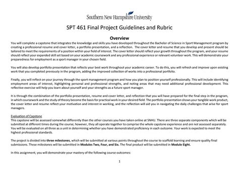 8 1 Final Project Guidelines And Rubric SPT 461 Final Project