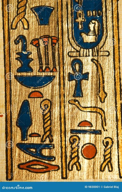 Egyptian Hieroglyphics On Papyrus Stock Image - Image: 9830001