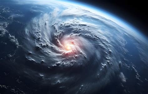 Premium Photo | View of a cyclone eye from space Giant hurricane background