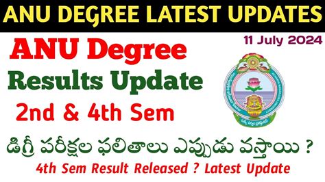 Anu Degree Nd Th Sem Result Update Anu Degree Sem Sem Results Exams