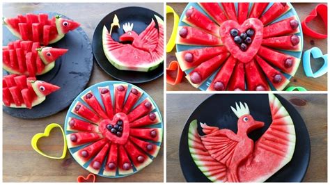 3 Fun Watermelon Cutting Garnish Youtube