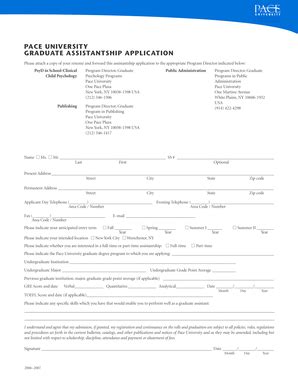 Pace University Graduate Assistantship Fill Online Printable