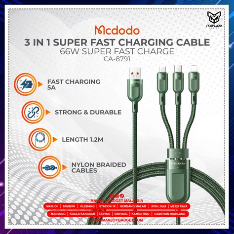 Mcdodo In Fast Charging Cables A Type C Lightning Micro Usb