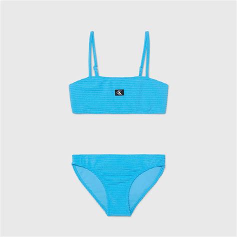 Calvin Klein Monogram Rib Ocuk Mavi Bikini Tak M Ocuk Mayo Mayo Ort Superstep