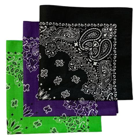 Black Lime Purple Usa Made Paisley Bandanas Pk Blp Paisleyusa