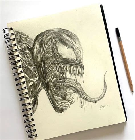 Venom Pencil Drawing | Drawings, Pencil drawings, Sketch book