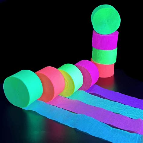 Luminous Neon Streamers Crepe Paper Black Light Reactive Glow In The