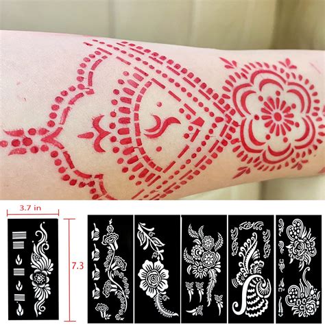 Plantillas De Tatuaje De Henna De 18 Hojas Para Manos Plantillas