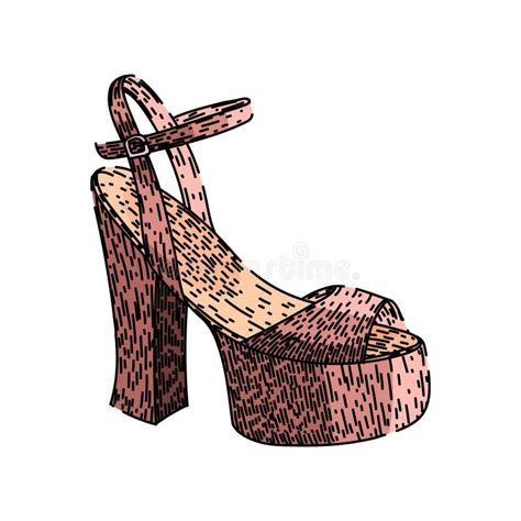 Line High Heel Shoes Sketch Hand Drawn Vector Stock Vector