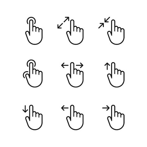 Premium Vector Set Of Hand Touch Gestures Icons And Touchscreen