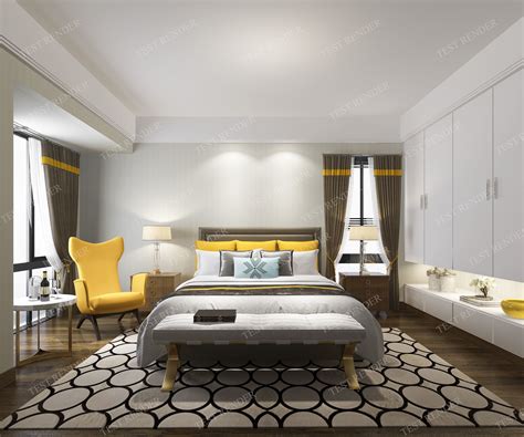 3D model luxury classic modern bedroom suite in hotel with