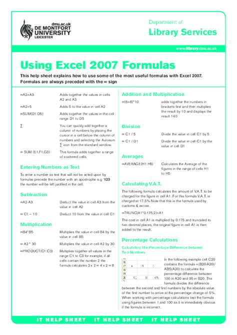 (PDF) Using Excel 2007 Formulas | Fun Studio - Academia.edu