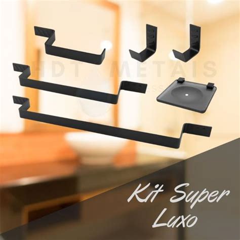 Kit para Banheiro Super Luxo 6 peças Preto Fosco HDT METAIS