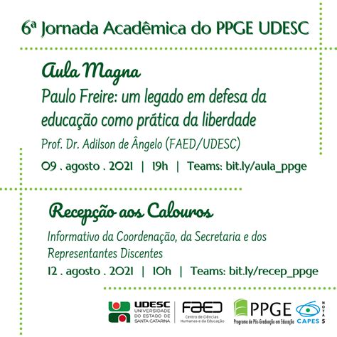 Notícia Aula Magna Do Programa De Pós Graduação Em Educação Da Udesc