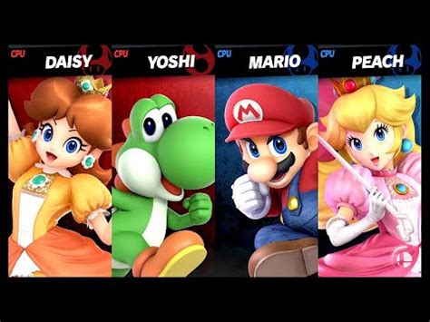 Daisy And Yoshi VS Mario And Peach LV 9 CPU Battle Super Smash Bros