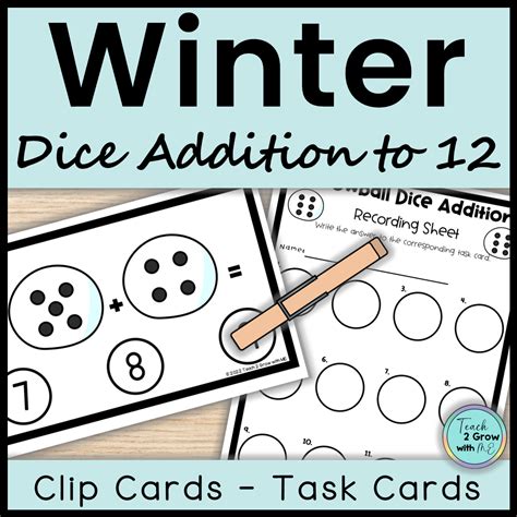 Winter Math Center Counting Clip Cards Snowball Dice Addition To