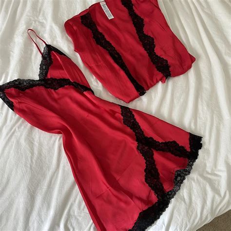 Yamamay Lingerie Dress And Robe In Red With Black Depop