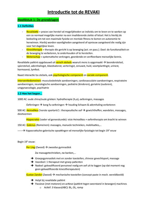 Samenvatting Hoofdstuk Introductie Tot De Revalidatiewetenschappen En