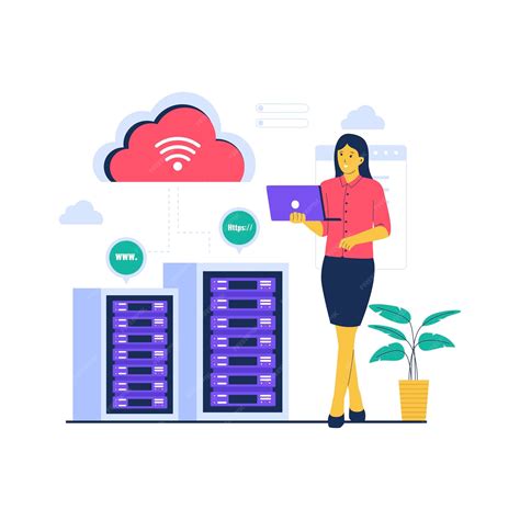 Premium Vector Concept Illustration Of Cloud Hosting Technology