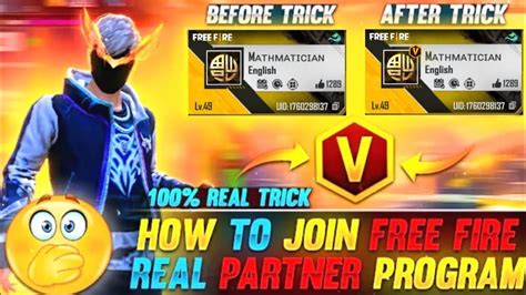 How To Join Free Fire Partner Program How To Get V Badge In Free Fire