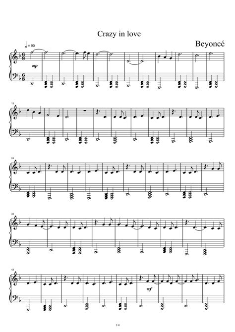 Crazy In Love Arr Beyonce By Beyonce Featuring Jay Z Sheet Music For Piano Solo At Sheet